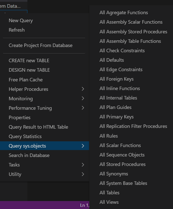 Demo of Sys.Objects Scripts